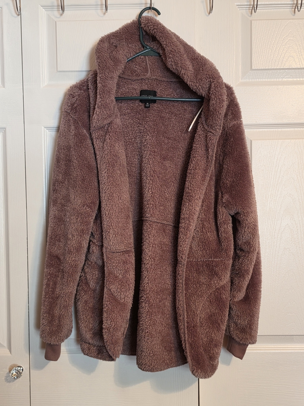 Love Tree Hooded Teddy Jacket — Mauve Brown